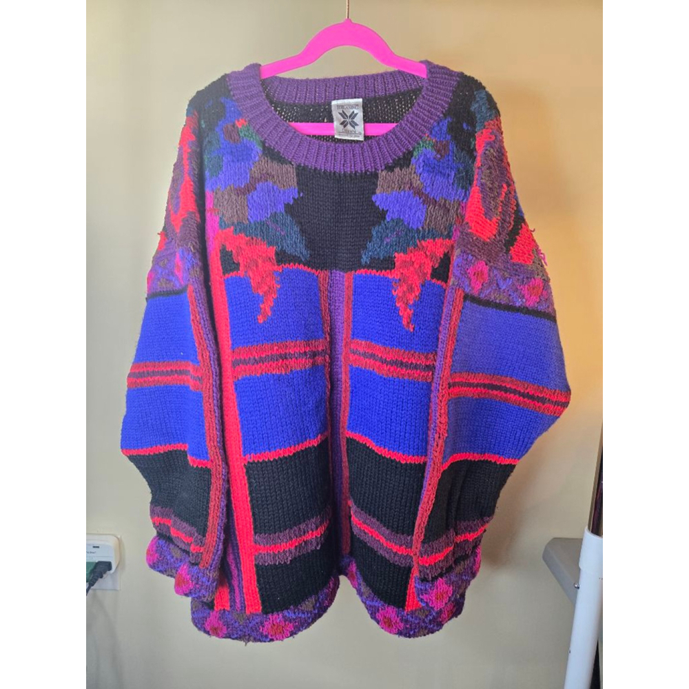 Women's Icelandic Design Crew Neck Sweater M Blue Purple